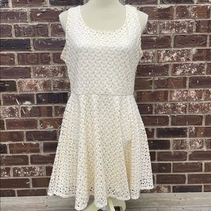 XL Lily Rose Crochet Skater Dress in Cream | Size 16